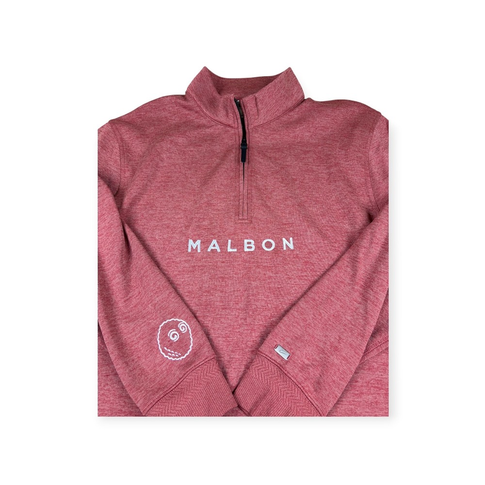 Nike Malbon Golf Dri-FIT 1/4 Zip Pullover Red Maroon Mens XL Buckets Logo